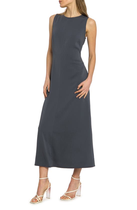 Shop Luxely Reed Sleeveless Midi A-line Dress In Iron