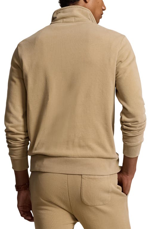 Shop Polo Ralph Lauren Embroidered Logo Cotton French Terry Sweatshirt In Desert Khaki