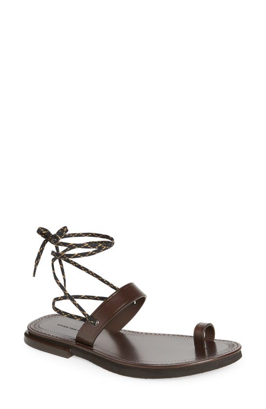 Shop Dries Van Noten Ankle Strap Toe Ring Sandal In Qu110 Dbrown704