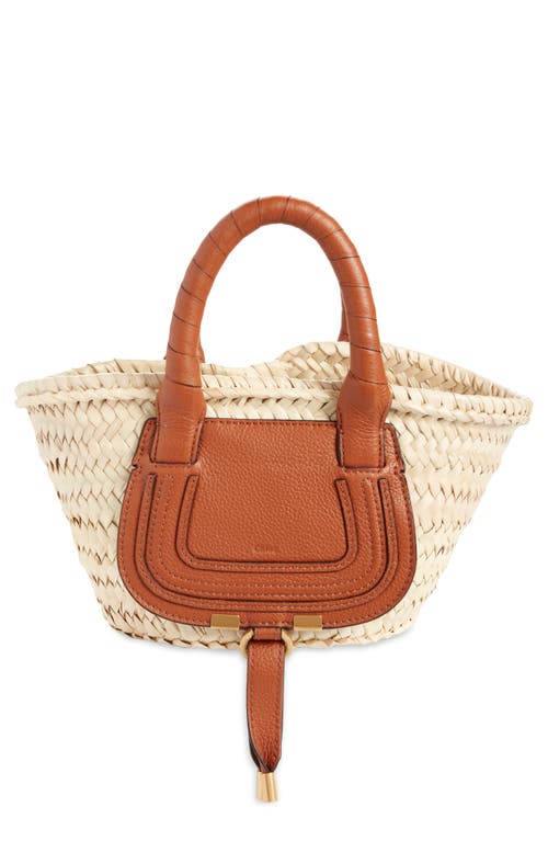 Chloé Small Marcie Panier Woven Palm Basket Tote in Tan