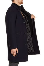 Cole Haan Wool Blend Overcoat with Knit Bib Inset | Nordstrom