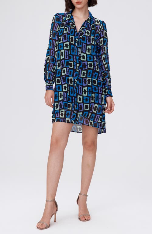 Diane von Furstenberg Prue Geo Print Long Sleeve Dress Chain Dream Vilot at Nordstrom,