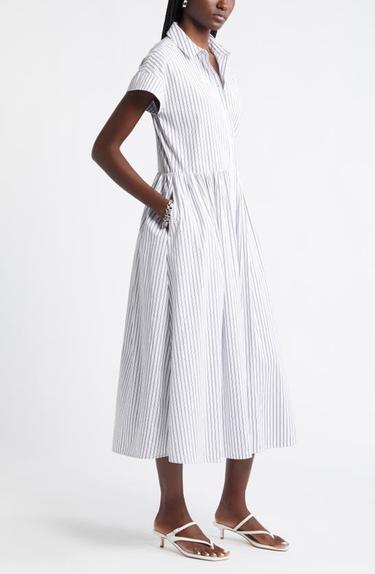 NORDSTROM NORDSTROM DROP WAIST BUTTON FRONT COTTON MIDI DRESS 