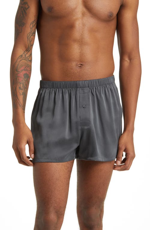 Washable Silk Boxer Shorts in Meditative Grey