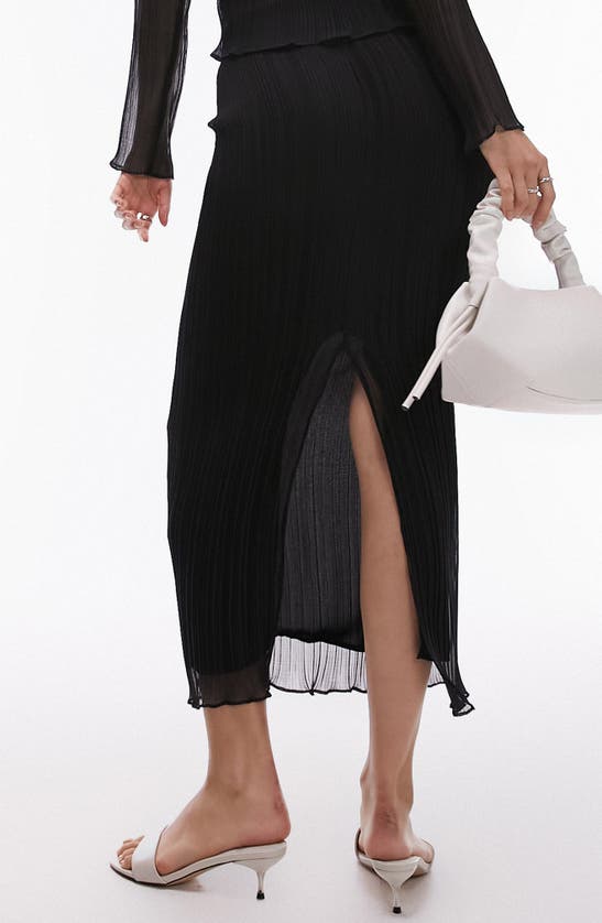 Shop Topshop Plissé Midi Skirt In Black