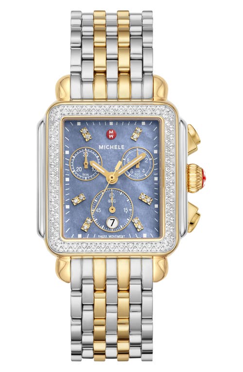 Shop Michele Deco Diamond Bracelet Watch, 35mm In Two Tone