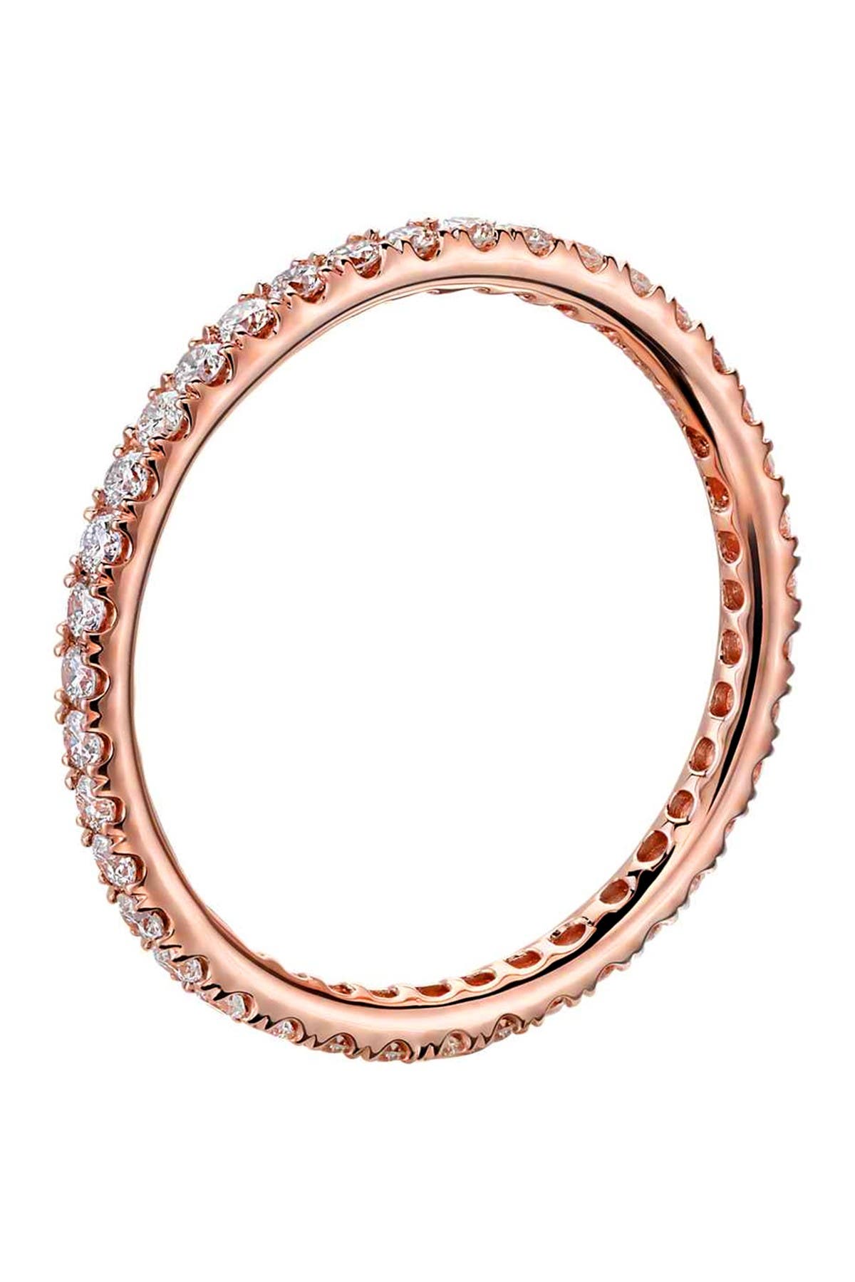 Suzy Levian 14k Rose Gold Diamond Eternity Band Ring In Pink