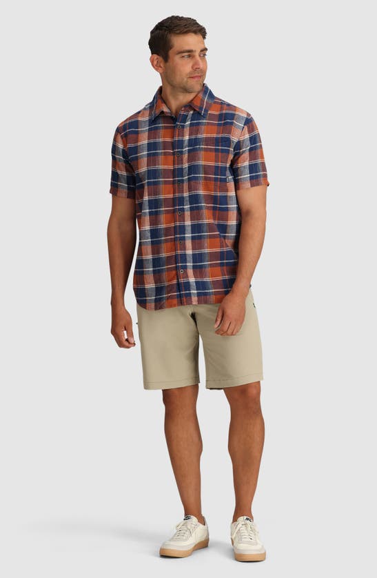 Shop Outdoor Research Weisse Plaid Short Sleeve Button-up Shirt In Cenote