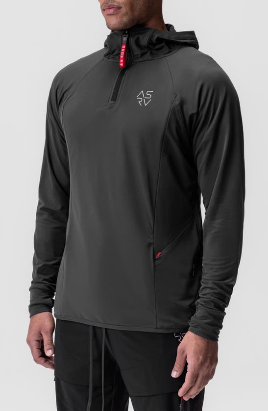 Shop Asrv Thermal Training Quarter Zip Pullover Hoodie In Space Grey Cyber