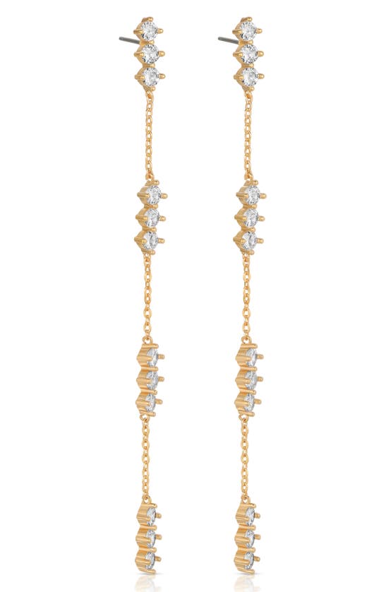 Shop Ettika Cubic Zirconia Linear Drop Earrings In Gold