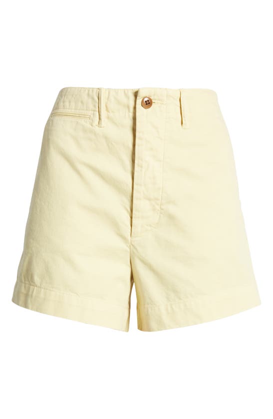 Re/done Cotton Trouser Shorts In Washed Buttercream