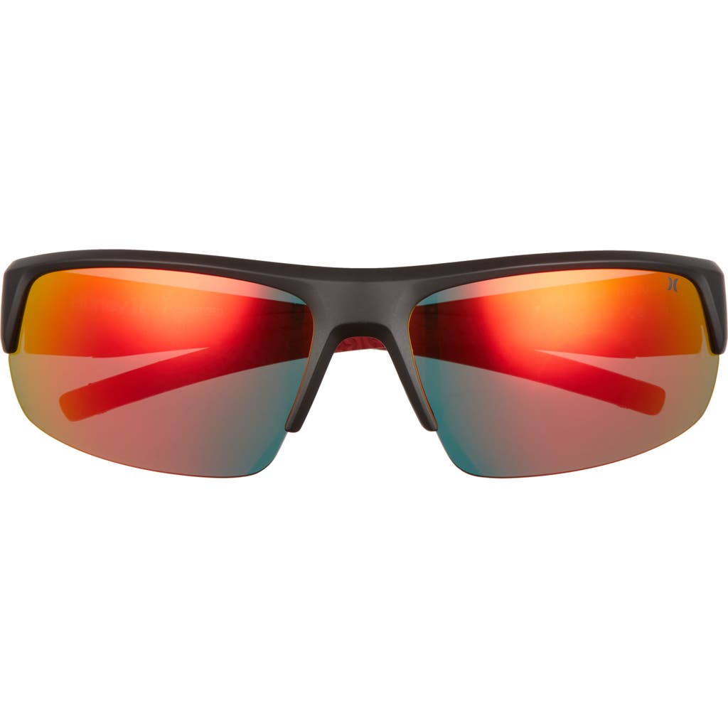 Hurley The Rays 69mm Polarized Oversize Wrap Sunglasses In Multi
