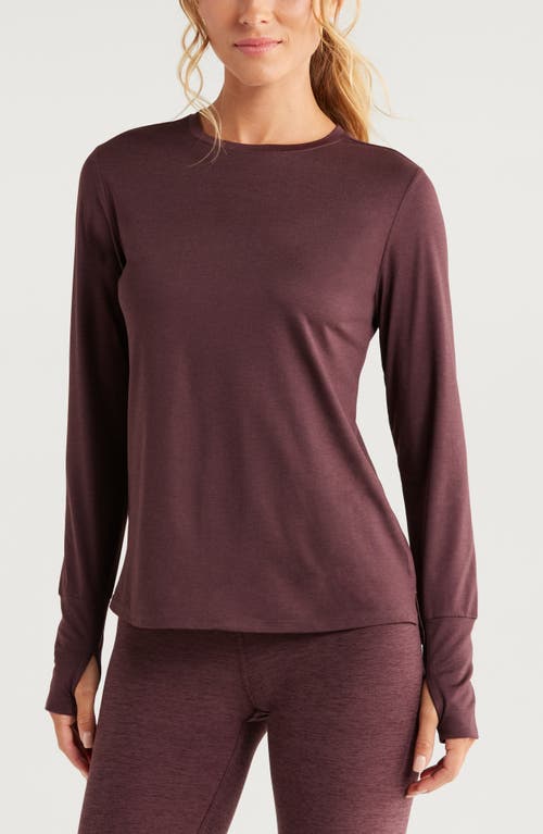 Zella Liana Restore Soft Lite Long Sleeve T-shirt In Burgundy