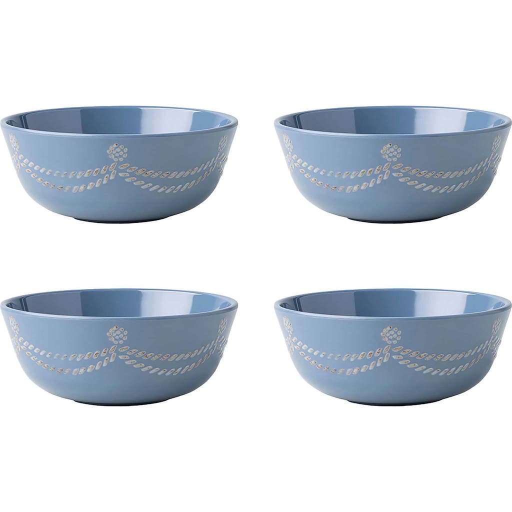 Juliska Berry & Thread Melamine Cereal/ice Cream Bowls, Set Of 4 In Chambray
