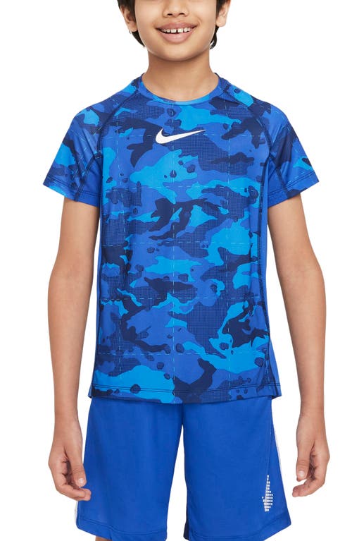 Nike Pro Kids' Dri-FIT Camo T-Shirt in Game Royal/White