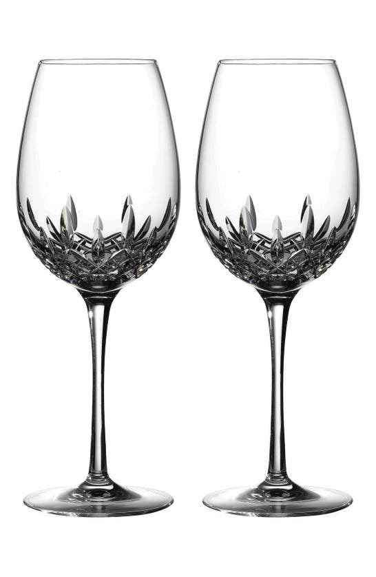 Waterford Lismore Essence Set Of 2 Lead Crystal White Wine Glasses In Clear