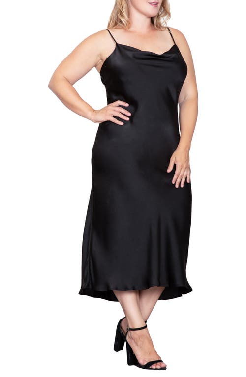 Shop Standards & Practices Cowl Neck Satin Dress In Black