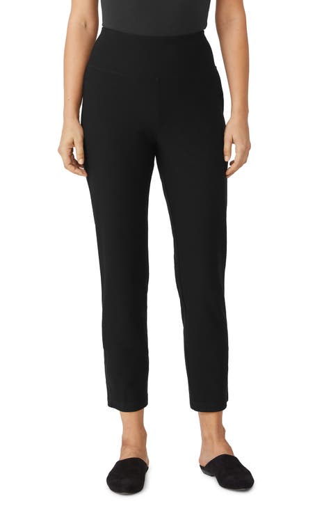 Eileen Fisher Pull-On Casual Pants Stretch Straight Leg Black
