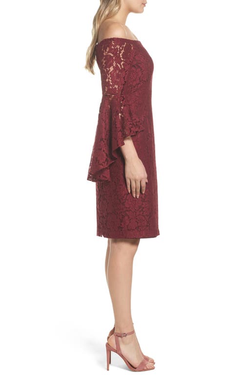 Chelsea28 Off The Shoulder Lace Dress In Burgundy London