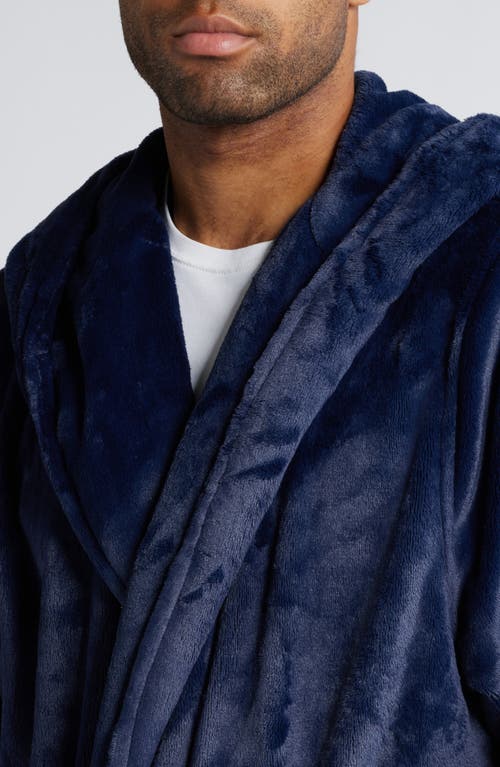 Nordstrom Fleece Hooded Robe In Navy Peacoat