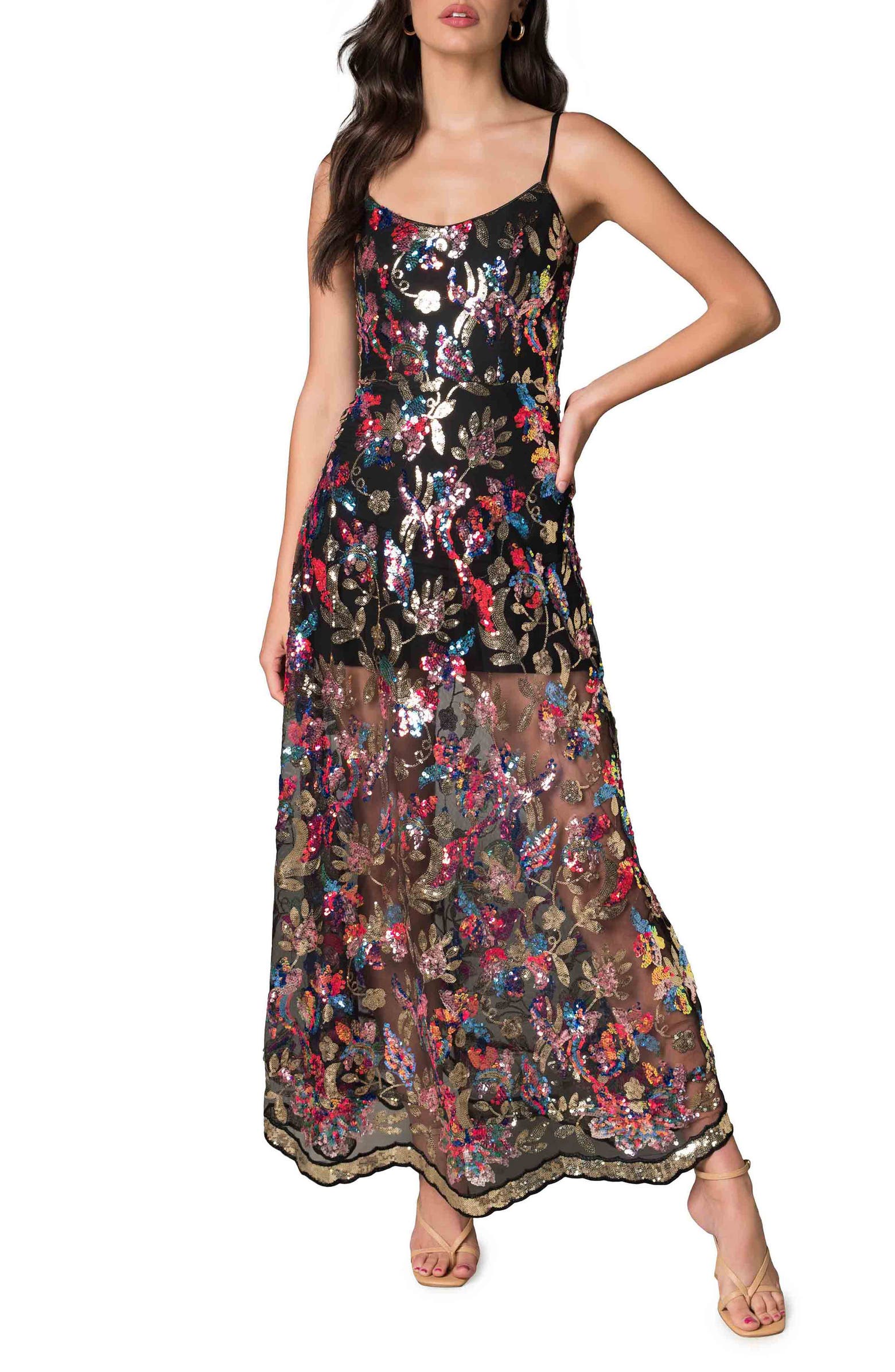 Dress the Population Umalina Sequin Floral Fit & Flare Gown | Nordstrom