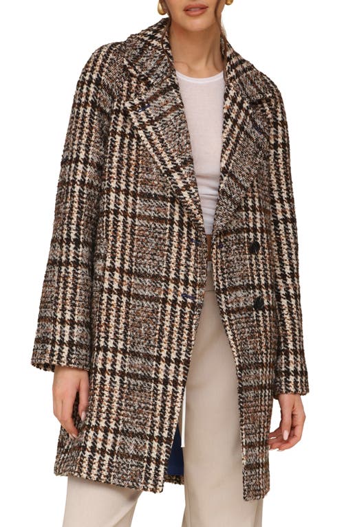 Shop Avec Les Filles Plaid Bouclé Walker Coat In Tan/brown Plaid