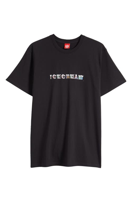 Icecream Snowfall Graphic T-shirt In Black