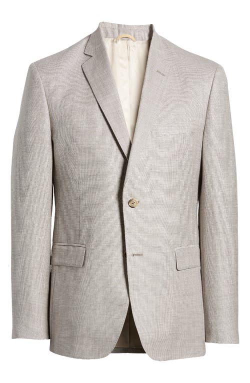 Regular Fit Textured Wool & Linen Mélange Sport Coat in Beige