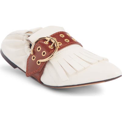 Chloe Roy Kiltie Fringe Flat - White