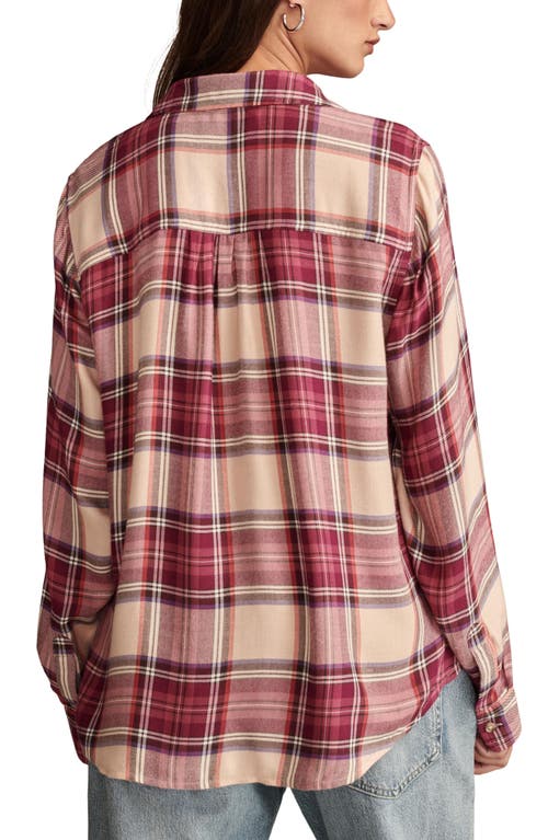 Shop Lucky Brand Cloud Plaid Boyfriend Shirt In Black Pink Plaid