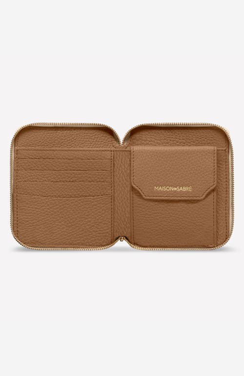 Shop Maison De Sabre Maison De Sabré Small Leather Zip Around Wallet In Saharan Brown