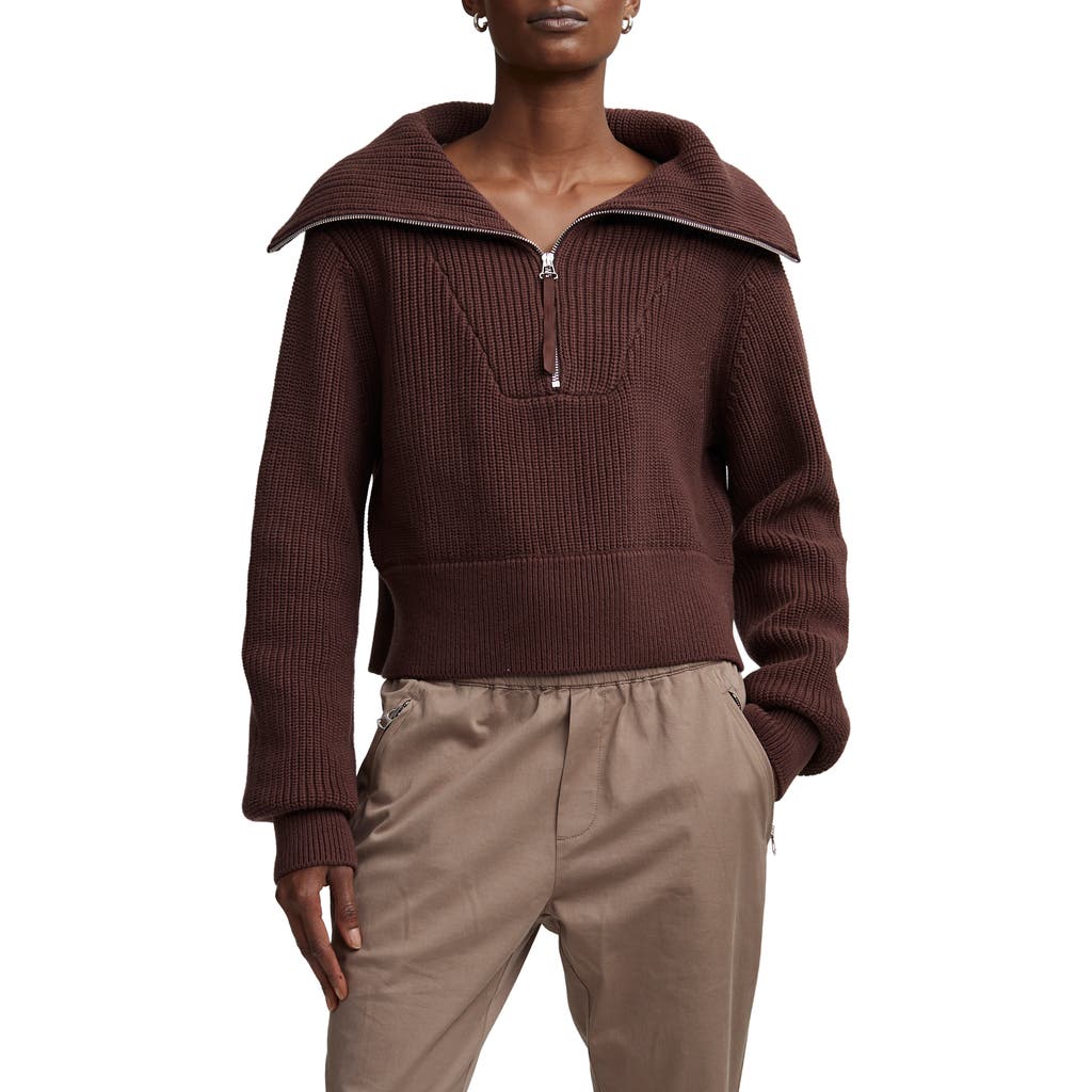 Varley Womens Reid Relaxed-fit Woven-blend Jumper Coffee Bean In Deep Mahogany