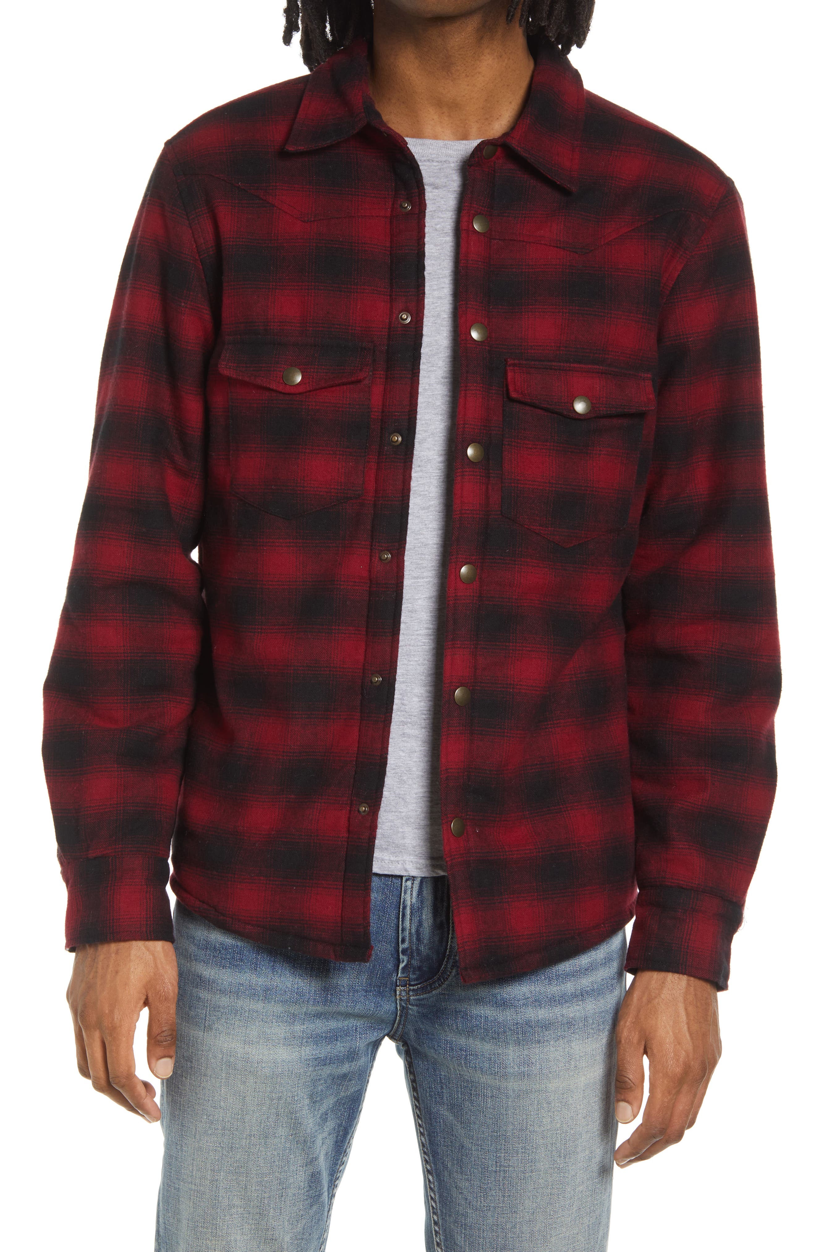 mens fleece lined plaid jacket