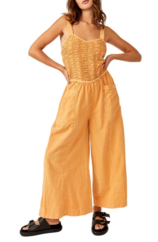 Shop Free People Forever Always Cotton Wide Leg Jumpsuit In Melo Pearl