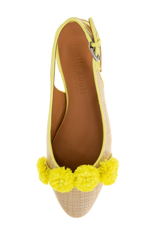 Shop Gentle Souls By Kenneth Cole Anana Raffia Flower Slingback Flat In Natural Weave/yellow