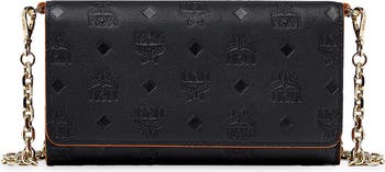 MCM Millie Flap Visetos Wallet On Chain Black