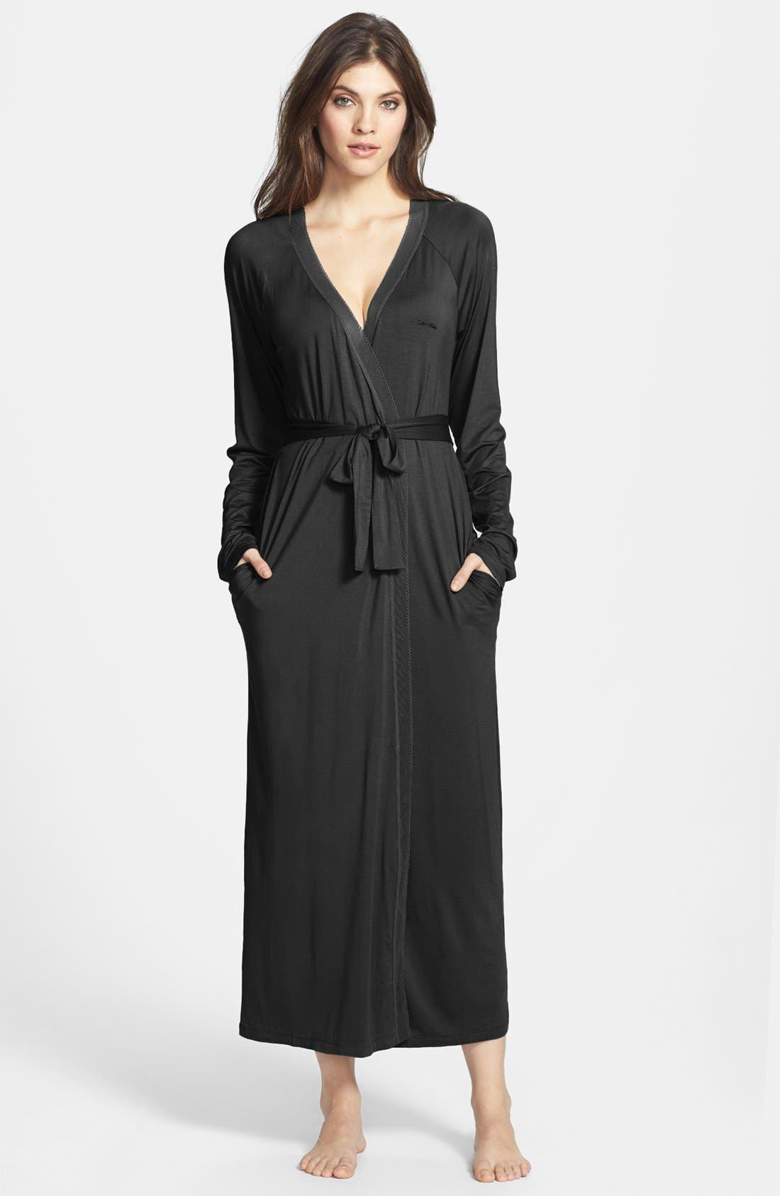 Calvin Klein Modal & Mesh Long Robe Nordstrom
