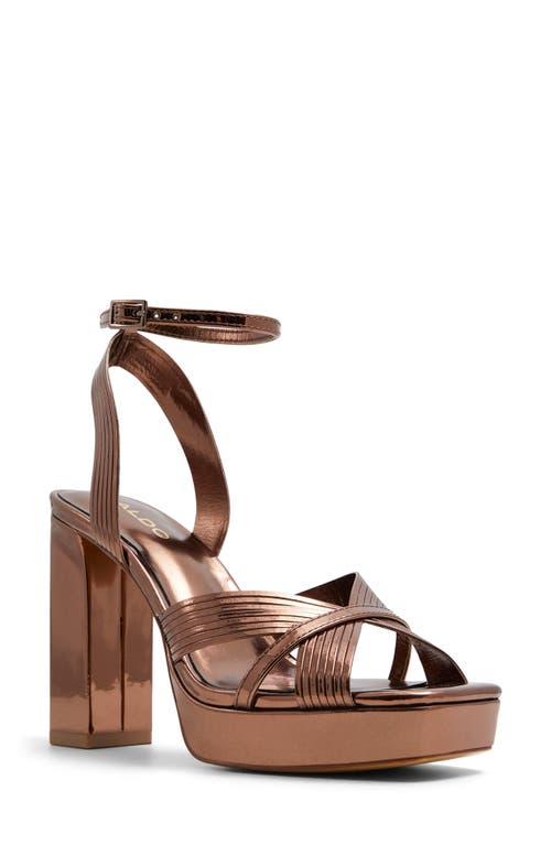 Shop Aldo Nadie Ankle Strap Platform Sandal In Bronze