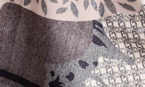 Saachi Floral Reversible Scarf In Grey/cream/beige