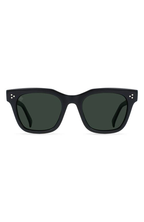 Shop Raen Huxton Polarized Square Sunglasses In Recycled Black/green Polar