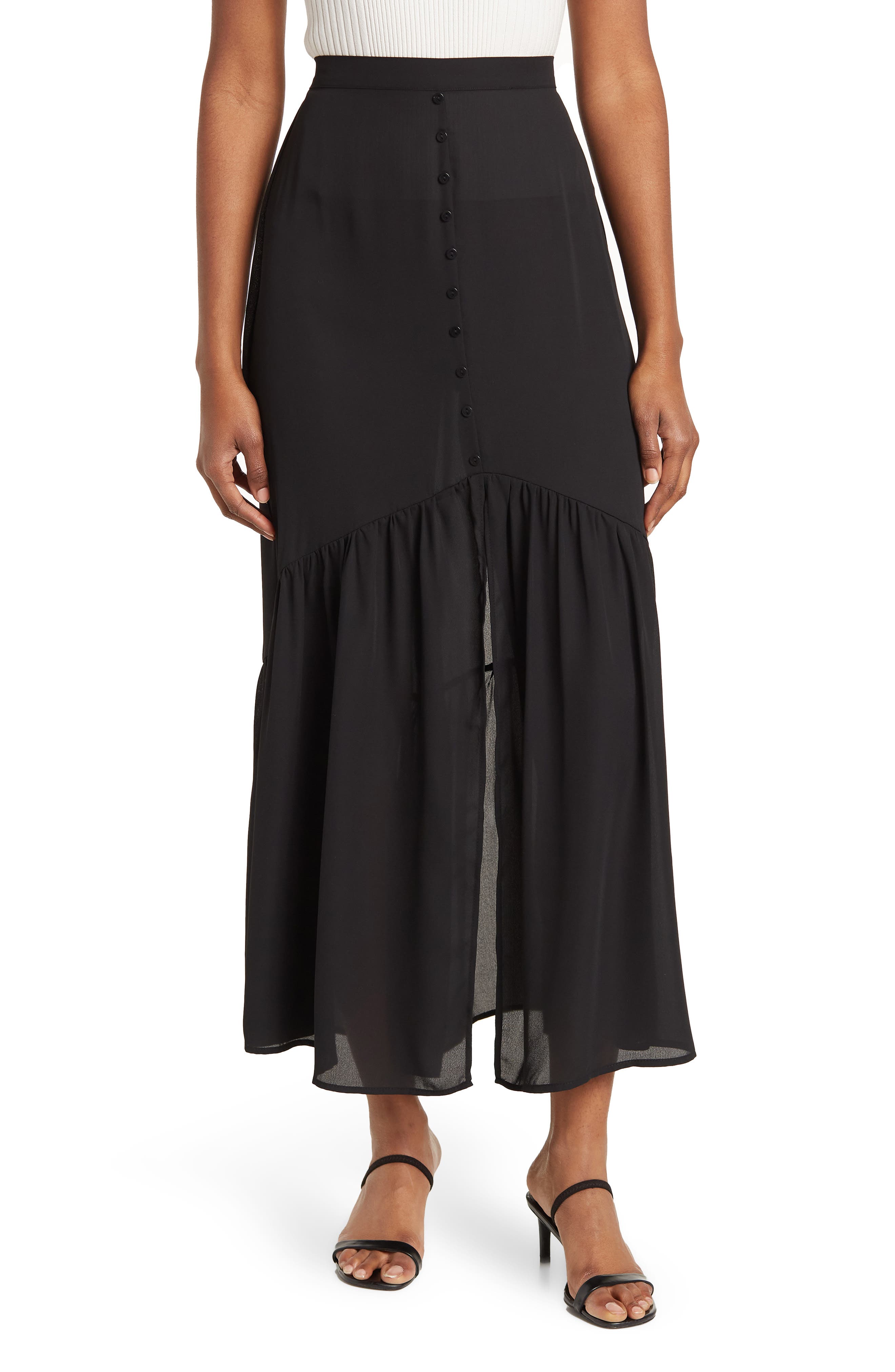 button down long skirt