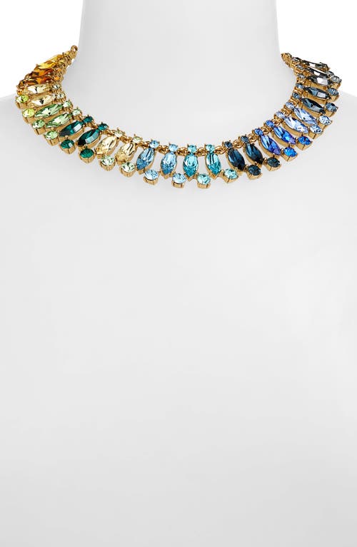 Shop Oscar De La Renta Ombré Crystal Frontal Necklace In Blue Multi