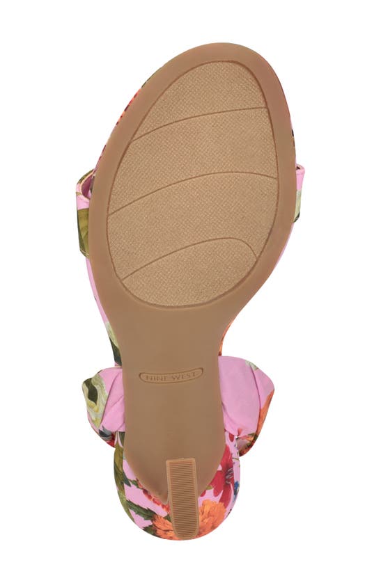 Nine West Kobs Ankle Tie Sandal In Pink Rose Print Multi
