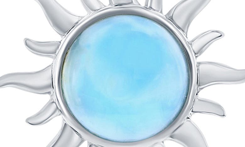 Simona Sterling Silver Larimar Sun Pendant Necklace In Blue