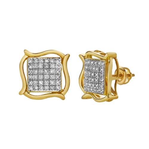 Luvmyjewelry Luminoso 10k Yellow Gold Diamond Unisex Earrings In 10k Yellow Gold