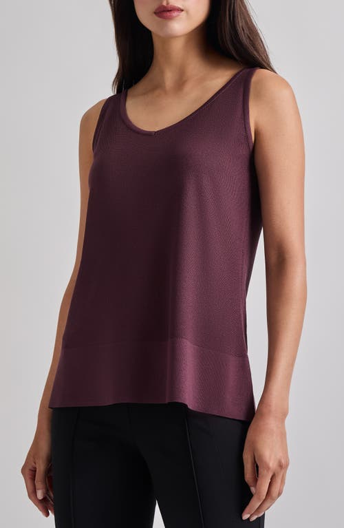 Misook Mah V-neck Knit Tank Top In Mahogany