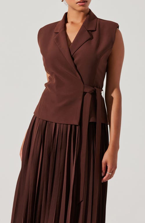 Shop Astr The Label Sleeveless Accordion Pleat Midi Dress In Brown