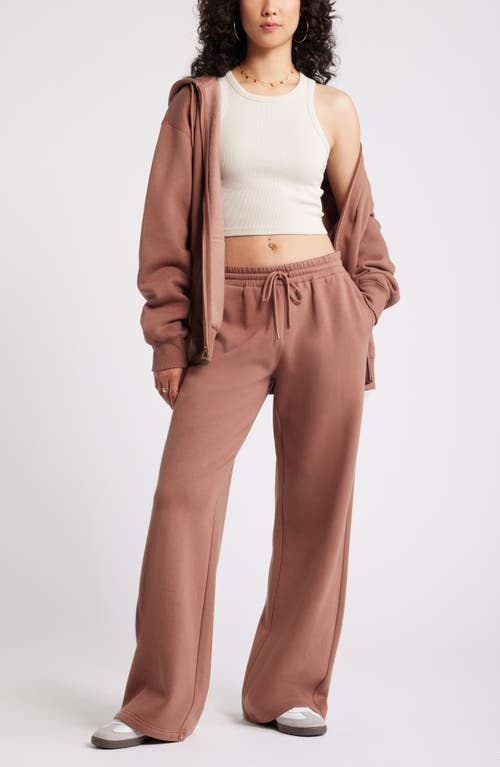 Shop Bp. Wide Leg Fleece Pants In Brown Topaz