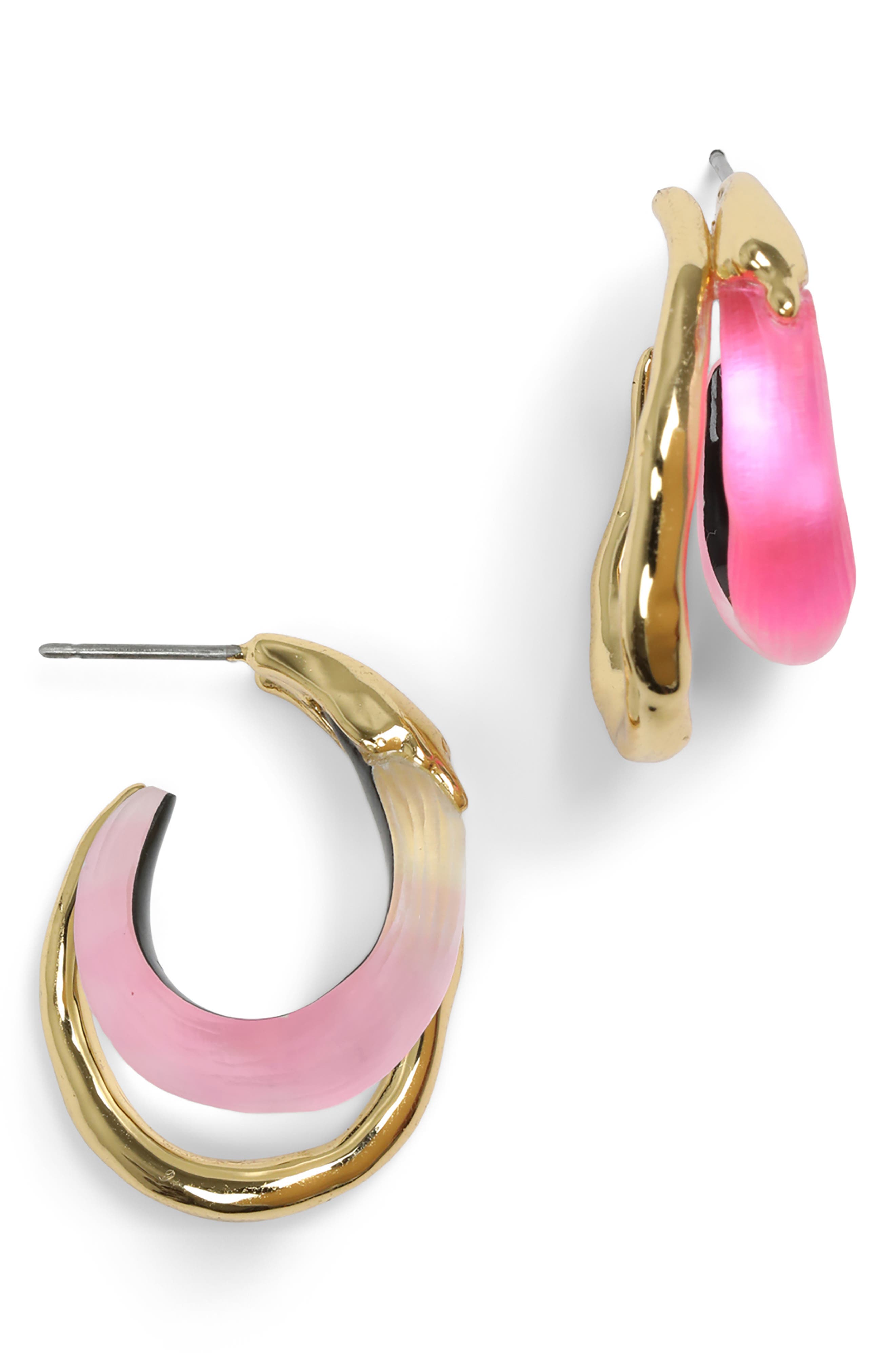 alexis bittar pink lucite earrings