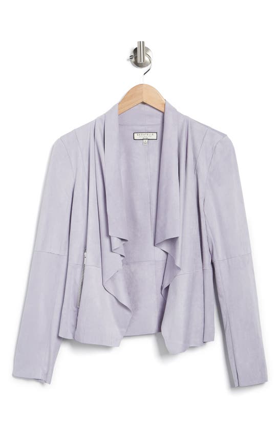 Bagatelle Draped Faux Suede Jacket In Lilac
